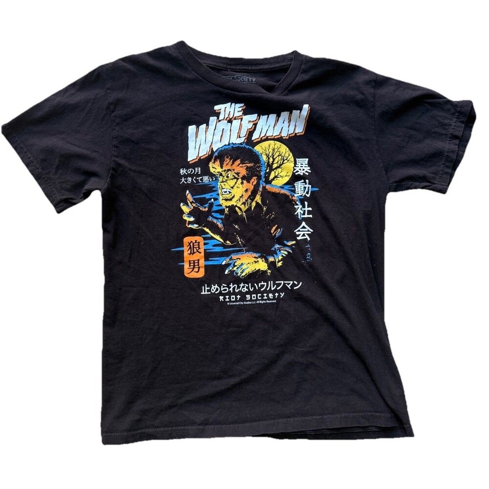 THE WOLF MAN Horror Boys T-Shirt Black XL Universal Studios Japan Riot Society